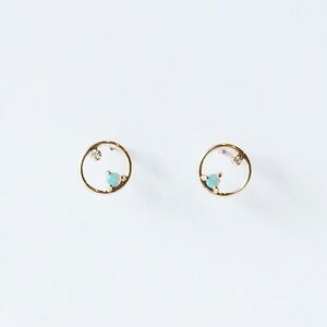 WWAKE 14k Gold Diamond Opa Mini Circle Earrings